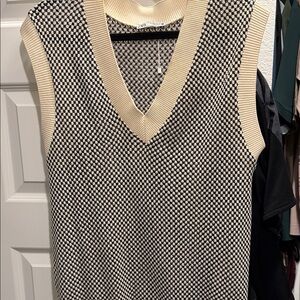 Zara Cream and Black Knit Vest